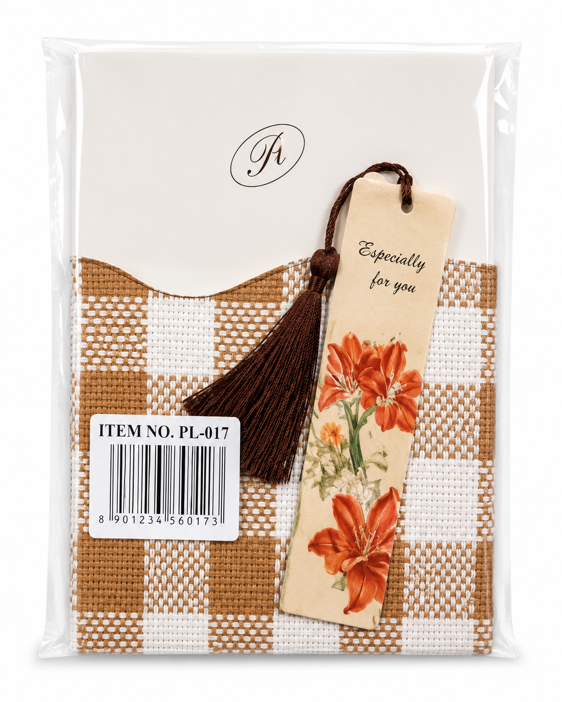 Premium Hardcover Notebook with Floral Bookmark | Checkered Fabric Cover Journal | Gift Diary for Writing & Journaling