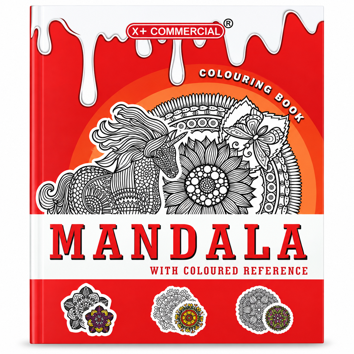 X+ Commercial Mandala – Colouring Book with Coloured Reference