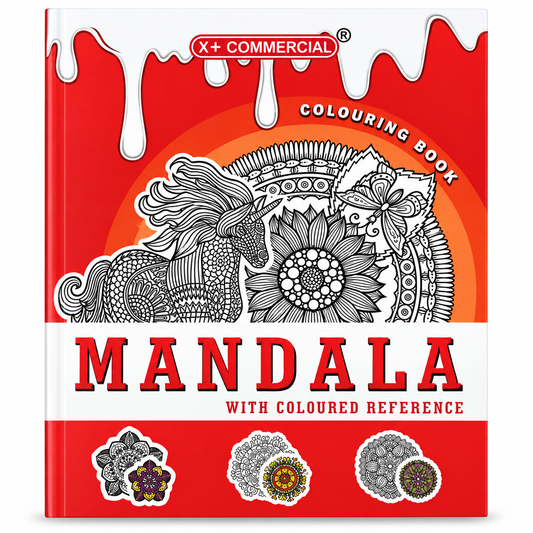 X+ Commercial Mandala – Colouring Book with Coloured Reference