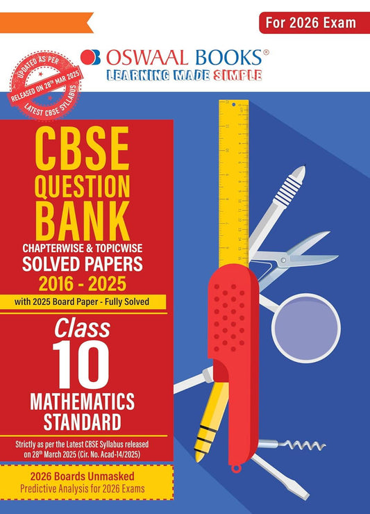 Class 10 Oswaal CBSE Question Bank Chapterwise SOLVED PAPERS Mathematics (Standa