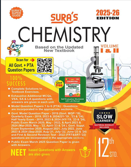 SURA`S 12th Standard Chemistry ( Volume I & II ) Guide in English Medium 2025-26