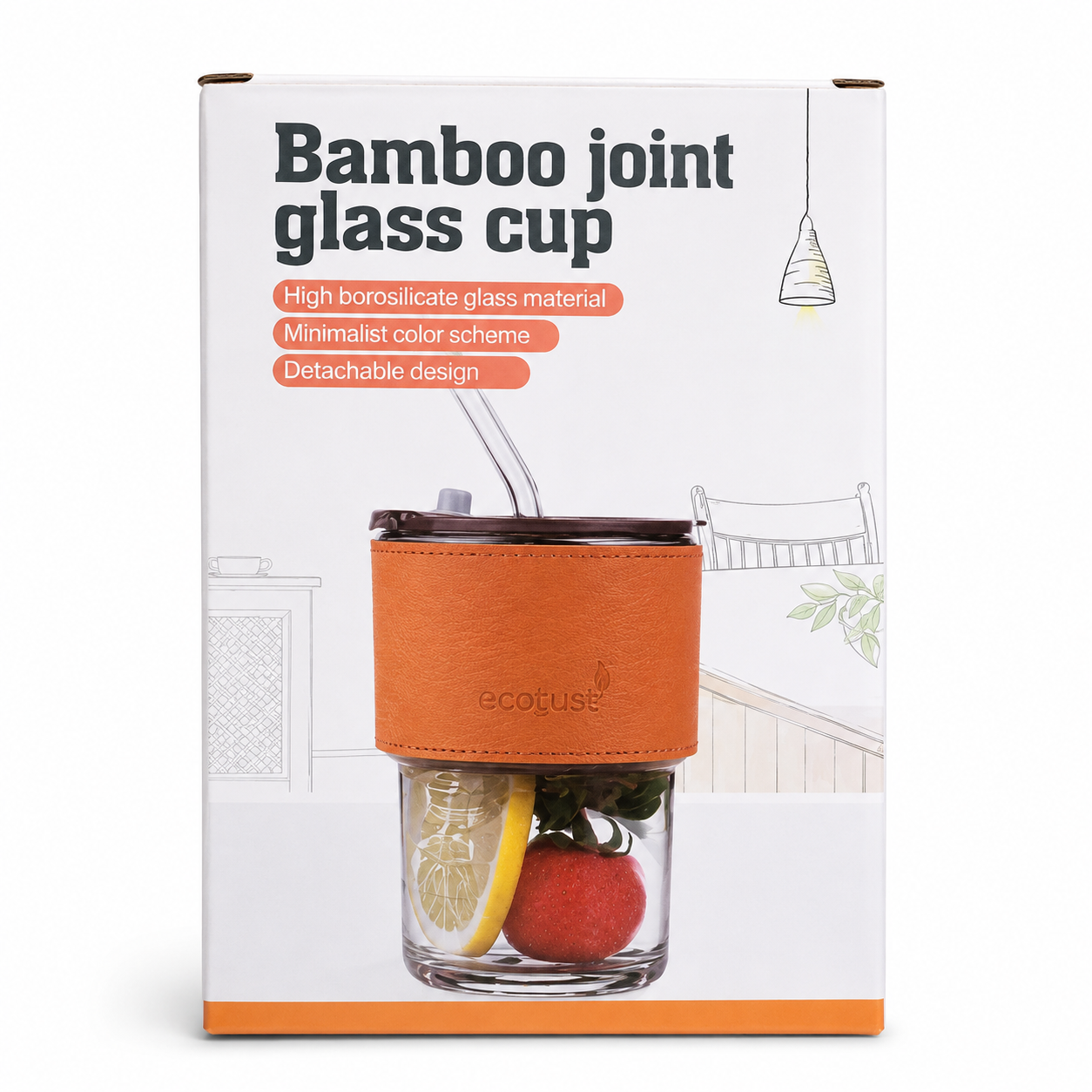 Borosilicate Glass Tumbler with Straw & Protective Sleeve | Reusable Glass Cup for Coffee, Juice & Cold Drinks