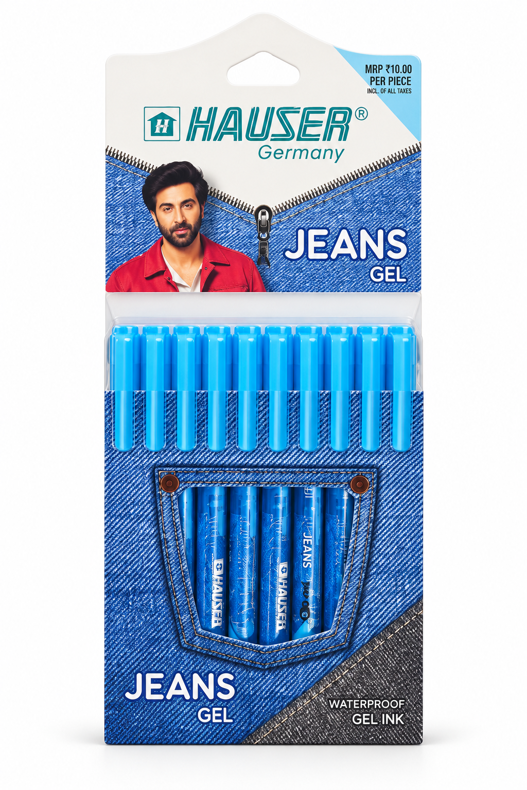 Hauser Jeans Gel Pen – Blue | Pack of 10