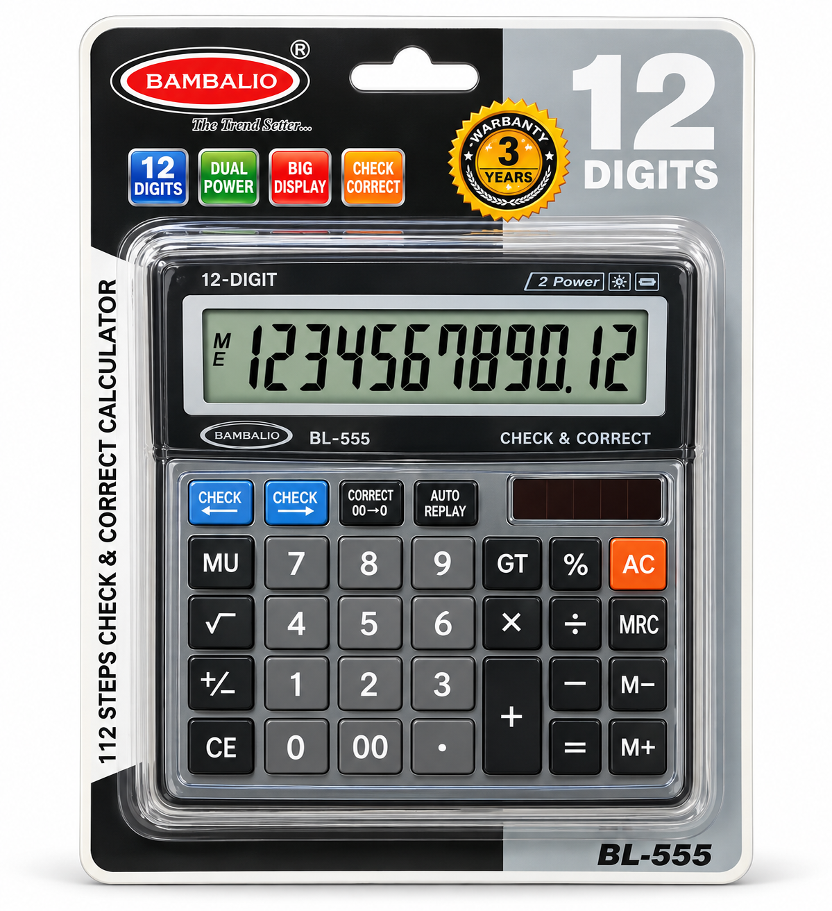 Bambalio BL-555 12-Digit Desktop Calculator
