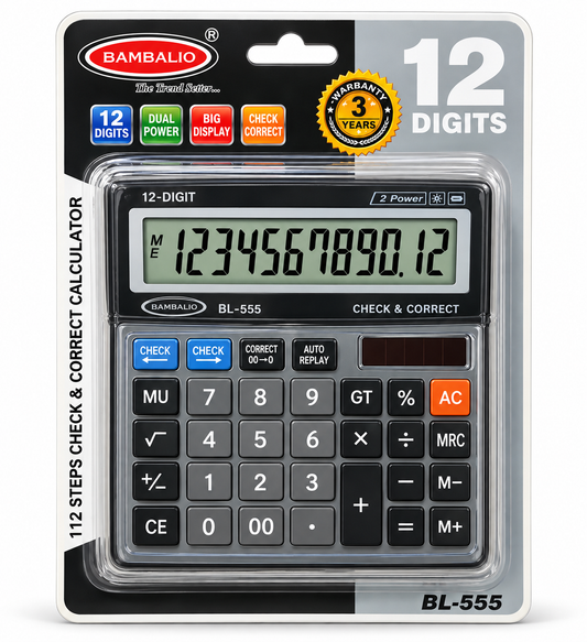 Bambalio BL-555 12-Digit Desktop Calculator