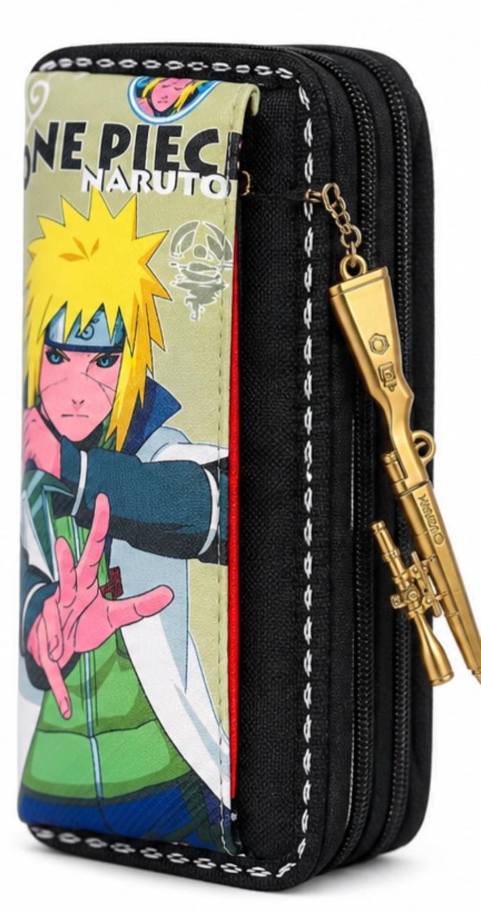 Anime Printed Pencil Pouch for Kids | Naruto Theme Multi Purpose Stationery Organizer Case