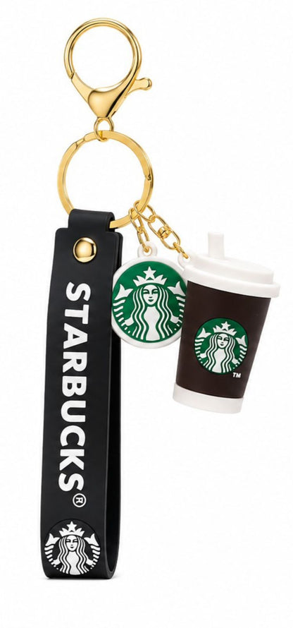 Coffee Cup Keychain with Strap – Premium Coffee Lover Keyring Charm