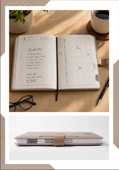 2027 Premium White Foam Thermal PU Diary – V-111 | Magnetic Flap Organizer