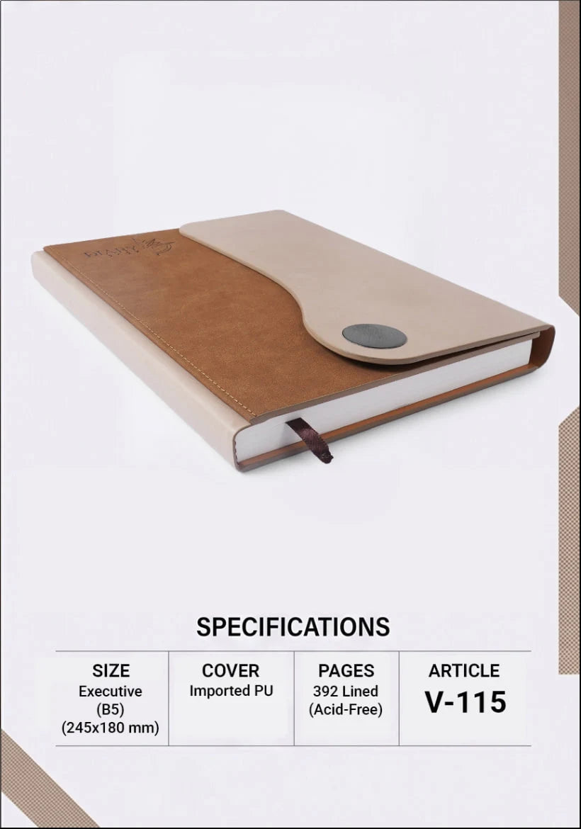 2027 Customizable Premium Two-Tone Executive Diary – Brown & Beige