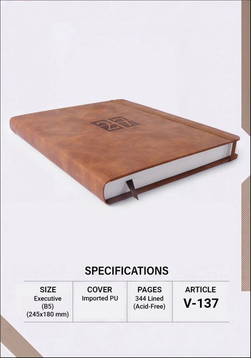 2027 Customizable Brown Foam Thermal PU Executive Diary – V-137
