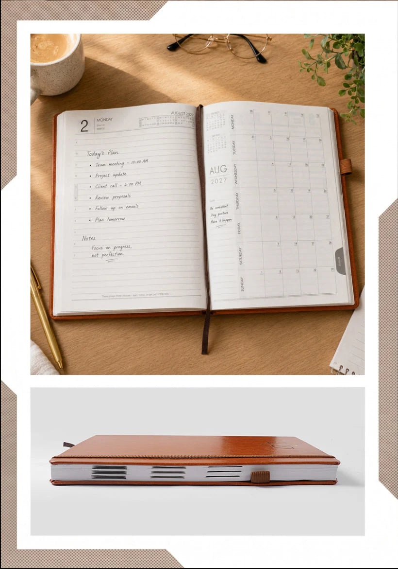 2027 Customizable Tan Brown Foam Thermal PU Executive Diary – V-172