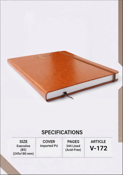 2027 Customizable Tan Brown Foam Thermal PU Executive Diary – V-172