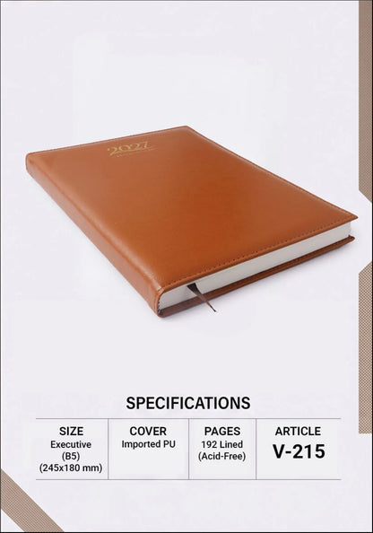 2027 Customizable Tan Brown Foam Thermal PU Executive Diary – V-215