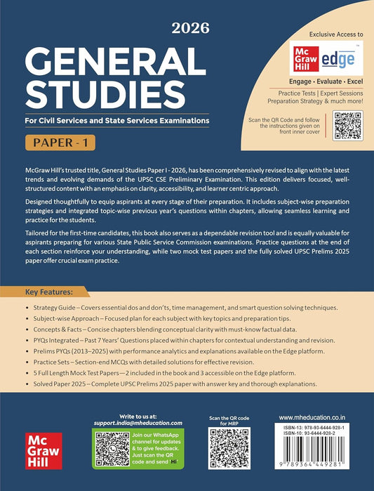 General Studies 2026 Paper 1 for UPSC & State PSC Prelims | 1500+ Questions | McGraw Hill