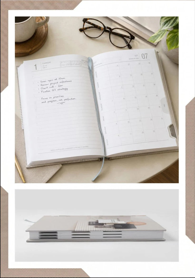 2027 Customizable Cream & Rose Gold Paper Pasting Executive Diary – V-336