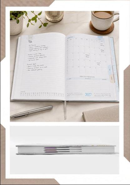 2027 Customizable Cream, Blue & Gold Paper Pasting Executive Diary – Model to Be Confirmed