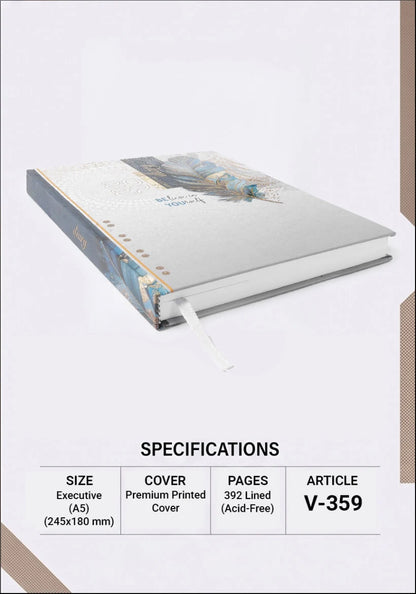 2027 Customizable Cream, Blue & Gold Paper Pasting Executive Diary – Model to Be Confirmed