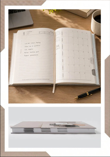 2027 Customizable Cream & Copper Paper Pasting Executive Diary – V-364