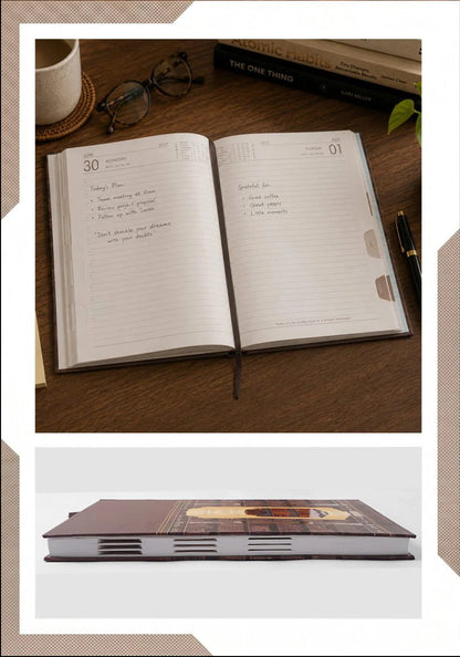2027 Customizable Brown & Gold Vintage Library Paper Pasting Executive Diary – V-377