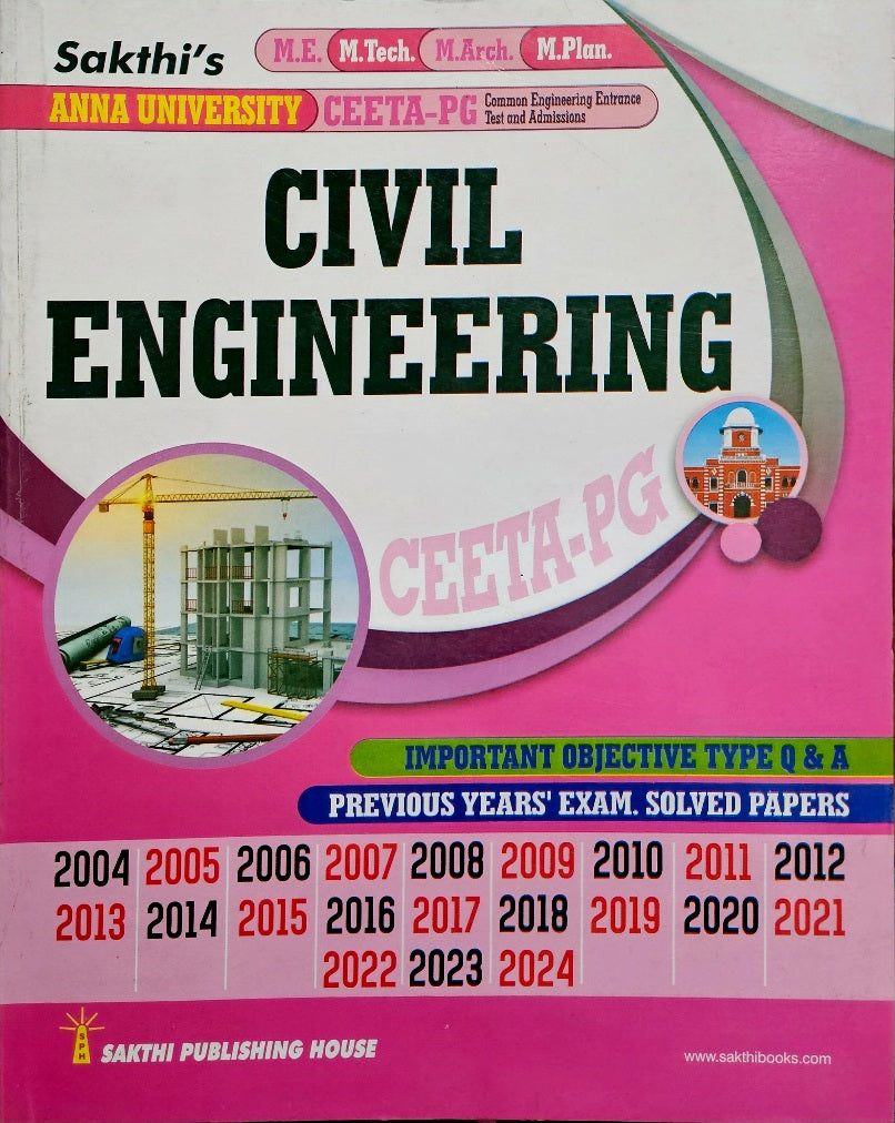 SAKTHI'S CEETA PG CIVIL ENGINEERING  Important Objective Type Q&A Previous Year Exam Solved Papers