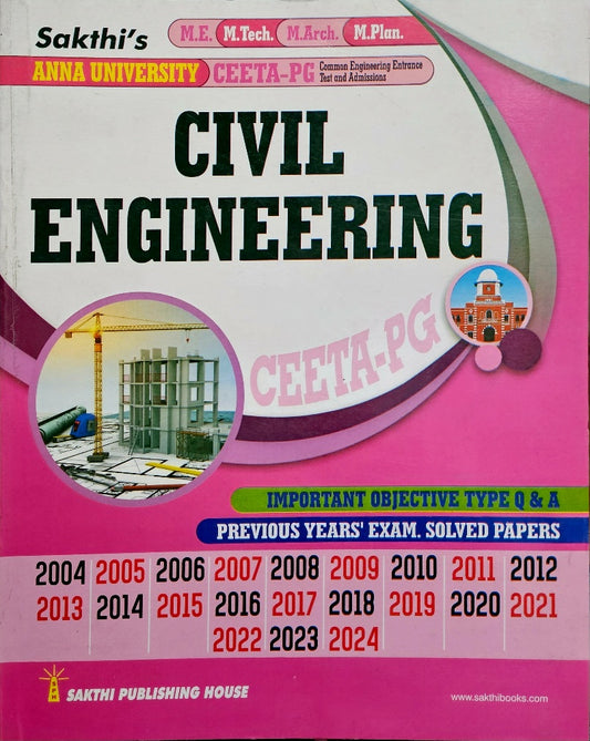 SAKTHI'S CEETA PG CIVIL ENGINEERING  Important Objective Type Q&A Previous Year Exam Solved Papers